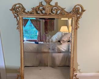 Antique Italian Ornate Carved Gold Gilt Wall Mirror (51"H x 32"W)