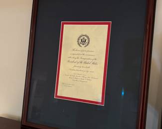 Framed presidential invitation