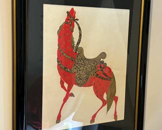 Japanese framed horse art 