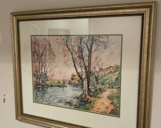 Paul Emile artwork, river scene 