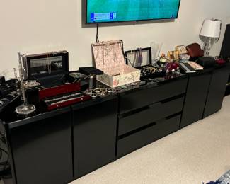 3 sections (can be sold separately or together) sleek black dresser