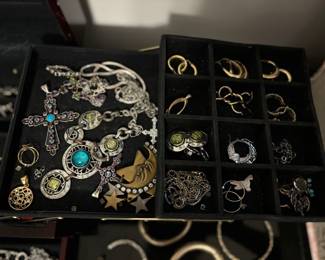 Mexican silver, earrings, bracelet, cross, pendants