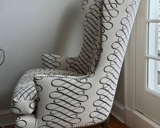 Modern Wing Back Chair with Nailhead Trim. Photo 2 of 4.