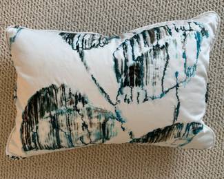 Down-Filled Upholstered Lumbar Pillow. Measures 16" x 10".