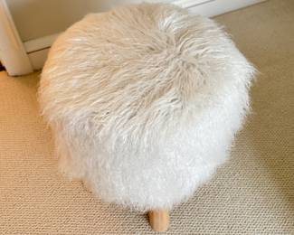 Stiletto Wool Upholstered Three Leg Footrest / Stool. Measures 14" D x 20" H. Photo 2 of 2.