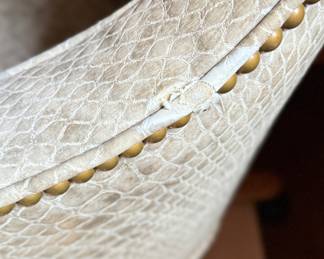 "Madison" Executive Chair Upholstered in Joseph Noble's Grotesque Glossy Faux Snakeskin Upholstery and Finished with Nailhead Trim. Measures 32.5" W x 27.5" D x 38.5" H. Photo 4 of 4.