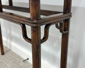 Asian Motif Small Console / Buffet Table with Shelf. Measures 43" x 13" x 33" H. Photo 4 of 4.