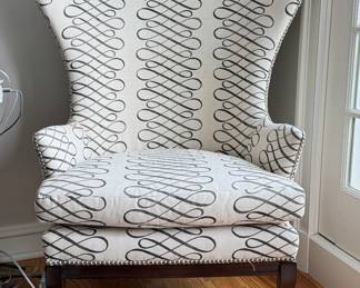 Modern Wing Back Chair with Nailhead Trim. Photo 1 of 4.