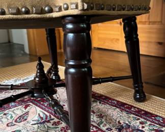 Suede Upholstered Armchair with Nailhead Trim. Photo 4 of 5.