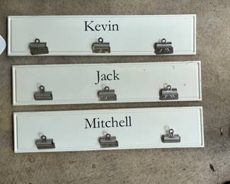 "Kevin", "Jack" & "Mitchell" Personalized Wall Mount Art Display Clip Racks.