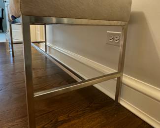 Faux Hair-On-Hide Zebra Bench with Satin Nickel Finish Metal Frame. Measures 48" W x 16" D x 19" H. Photo 3 of 3.