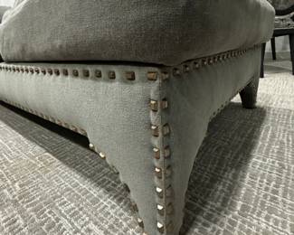 Three-Piece Moleskin Grey Upholstered Sectional Sofa with Contrasting Moleskin Grey Herringbone Fabric on Middle Section. Left Section Measures 116" x Middle Section Measures 154" x Right Section Measures 116". Photo 7 of 8.