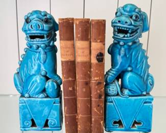 Pair of Chinese Glazed Turquoise Foo Dogs.