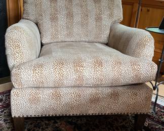 Leopard Print Upholstered Club Chair with Nailhead Trim. Measures 35" W x 40" D. Photo 1 of 4.