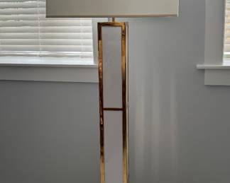 "Madrid" Floor Lamp in White Acrylic and Polished Brass Finish. Measures 63" H x 5" W. Photo 1 of 2.