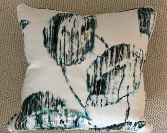 Down-Filled Upholstered Pillow. Measures 16" x 16".