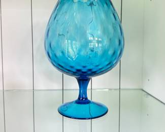 Turquoise Blown Glass Goblet.