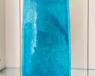 Glazed Turquoise Ceramic Vase.
