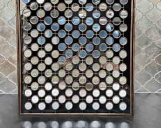 Hand-Forged "Reflections" Metal Fireplace Screen with Antiqued Gold Finish. Measures 56" W x 35" H. Photo 1 of 2.