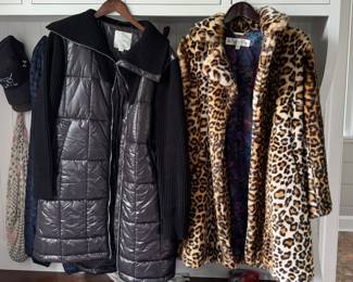 Trina Turk Size Small Leopard Print Coat & Varley Size Small Coat.