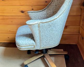 "Madison" Executive Chair Upholstered in Joseph Noble's Grotesque Glossy Faux Snakeskin Upholstery and Finished with Nailhead Trim. Measures 32.5" W x 27.5" D x 38.5" H. Photo 2 of 4.