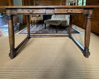 Baker Walnut Two-Drawer Writing Desk. Measures 54" W x 28" D. Photo 1 of 3.