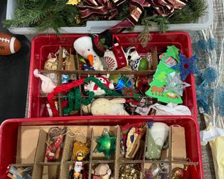 Christmas Ornaments and Faux Greenery.