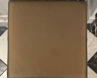 Set of 4 "Lauren" Counter Stools in Premium Iron Tarnished in Brass Finish. Leather Upholstered Seats (Three Shown). Photo 3 of 3.