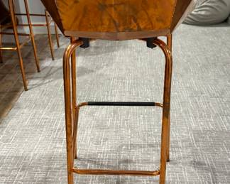 Set of 4 "Mira" Copper Bar Stools. Each Measures 19" W x 18" D x 42" H. Photo 2 of 3.