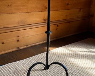 Wrought Iron Side Table with Hammered Metal Surface. Measures 12" D x 22" H. Photo 1 of 2.