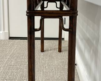 Asian Motif Small Console / Buffet Table with Shelf. Measures 43" x 13" x 33" H. Photo 3 of 4.