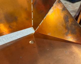 Set of 4 "Mira" Copper Bar Stools. Each Measures 19" W x 18" D x 42" H. Photo 3 of 3.