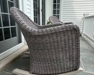 Pair of Pottery Barn All-Weather Woven Wicker Rocking Chairs. Photo 2 of 2.