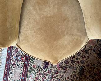 Suede Upholstered Armchair with Nailhead Trim. Photo 3 of 5.
