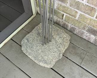 T30 - $325. 9 Stone Granite Garden Sculpture. Unsigned. Stands 7' tall. Very Similar to Dick Alden Rock Bouquets - but not signed and no history. 