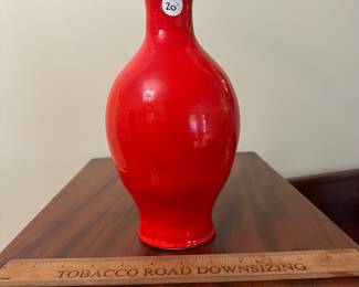 T78 - $20 Red Pottery Vase signed. 