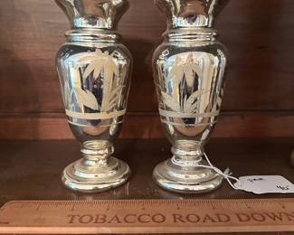 T93 - $40. Mercury Glass Vase - Pair. Measures 6.25" tall. 