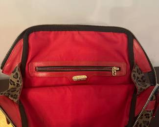 T44 - $450. Authenticated Fendi - with Certificate. Logo Leopard Print Nylon Satchel. 