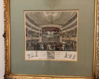 T12 - $30. Beautifully Framed Colored Print  - "Royal Theatre Coburg Surry" May 1818. 