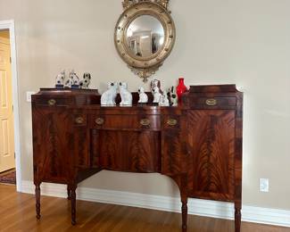 T5 - $595. Antique Federal Style Side Board. Measures 26" deep x 75" long x 50.5" tall.