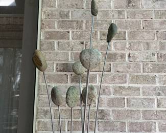 T30 - $325. 9 Stone Granite Garden Sculpture. Unsigned. Stands 7' tall. Very Similar to Dick Alden Rock Bouquets - but not signed and no history. 
