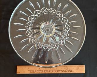 T116 - $75 - Lismore Footed Cake Plate with yellow ring. Has original box. 