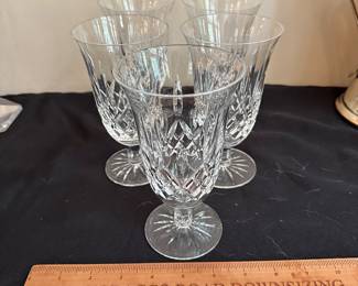 T117 - $125. Set of 5 Lismore Iced Tea Glasses. Measures 6.5" tall. 