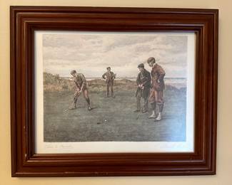 T181 - $40. Signed Chas E Brock (Charles Brock) Golf Print. Measures 11" x 13.5"