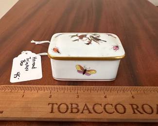 T75 - $45. Herend Trinket Box with Birds & Butterflies. 