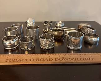 T204 - Lots of Sterling Napkin Rings. Would prefer to sell in person so you can see the monograms/names. Priced $15 - $35 each. 