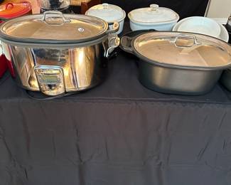 T138 - $60 All Clad Stainless finish Slow Cooker with extra insert. (Both are non stick finish - 1 is like new 1 is gently used)