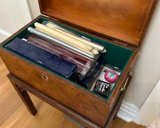 T40 - $45. Box lifts off stand. Measures 19" wide x 11" deep x 24" tall. 