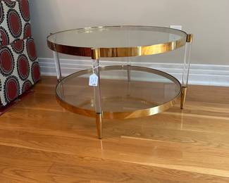 T62 - $375. Uttermost Brand "Kellen" Coffee Table. Measures 32" round x 17" tall. 