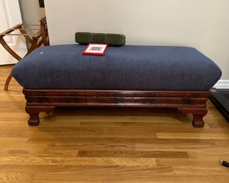 T167 - $25. Ottoman -  Bench. Wood/Top comes off to easily recover. Wood is in good vintage condition. 